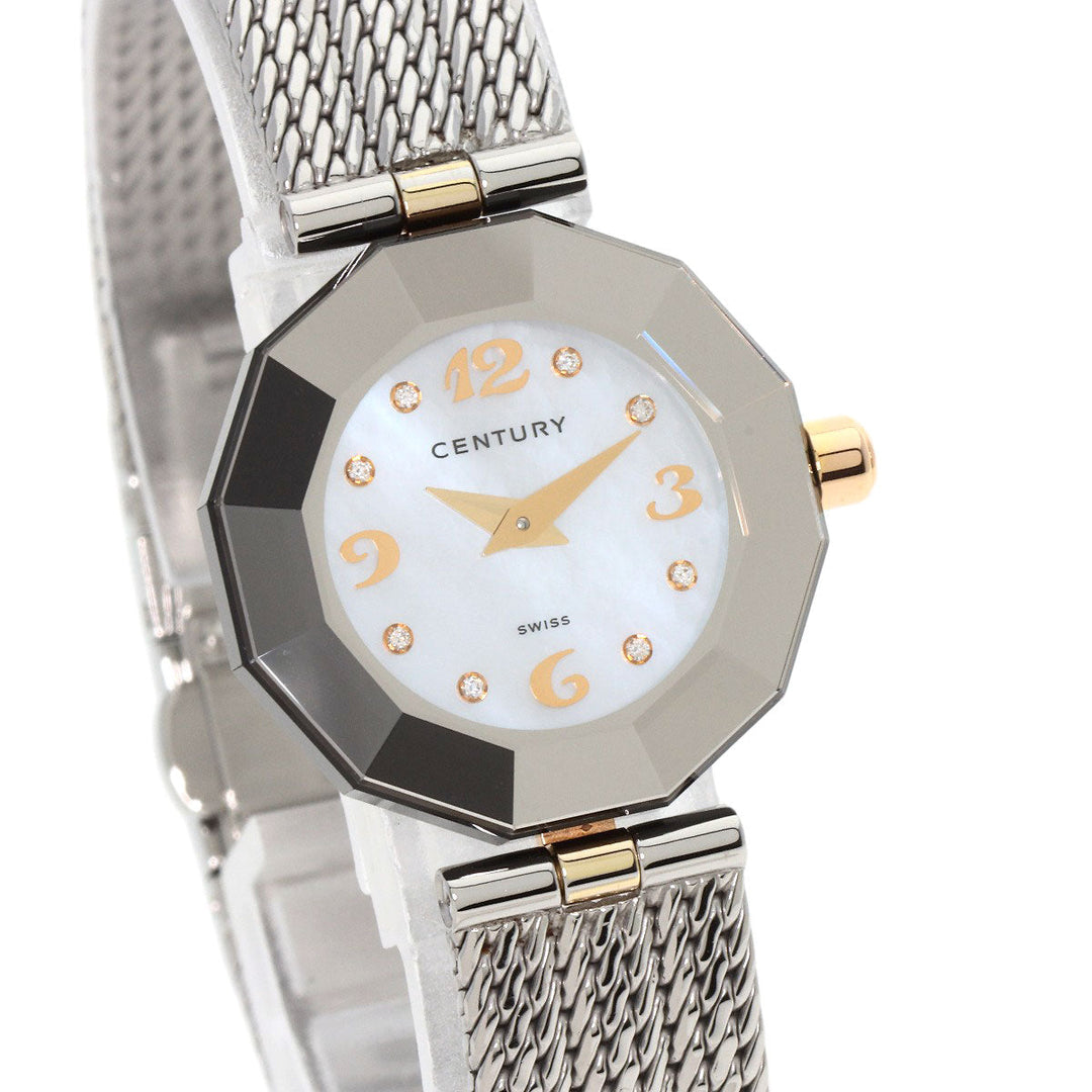 CENTURY Watches Quartz Stainless Steel , Stainless Steel Silver Plat im time White shell dial Women Used Authentic