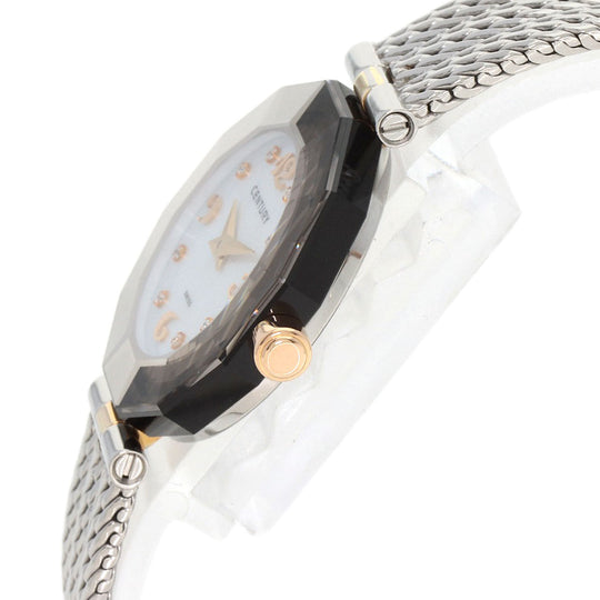 CENTURY Watches Quartz Stainless Steel , Stainless Steel Silver Plat im time White shell dial Women Used Authentic