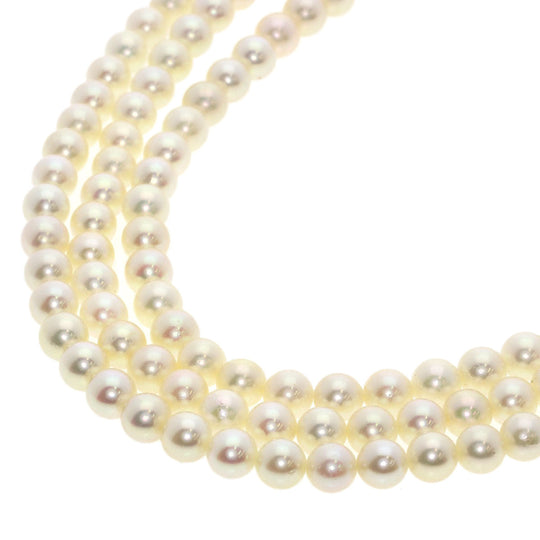 MIKIMOTO Necklace SV white Pearl 3-strand Women Used Authentic