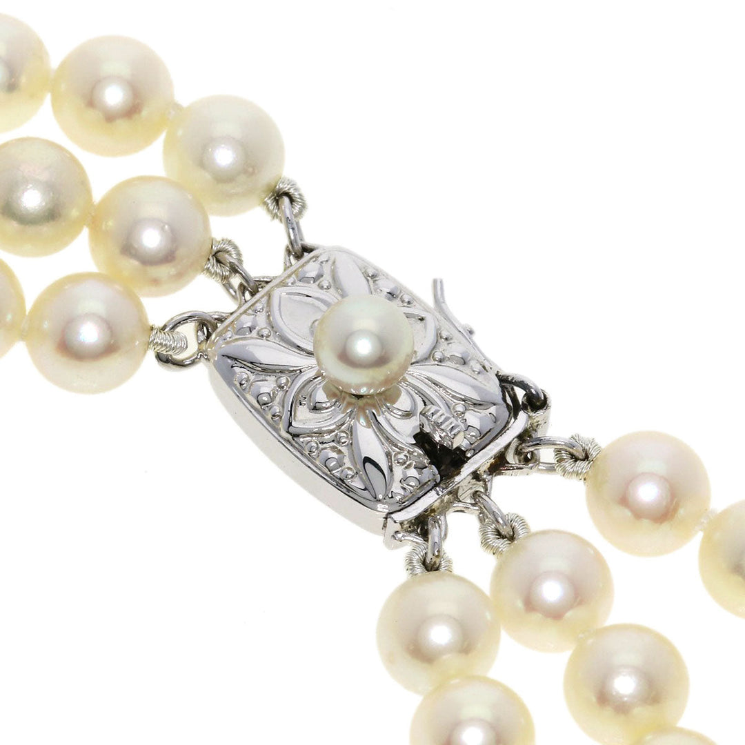 MIKIMOTO Necklace SV white Pearl 3-strand Women Used Authentic