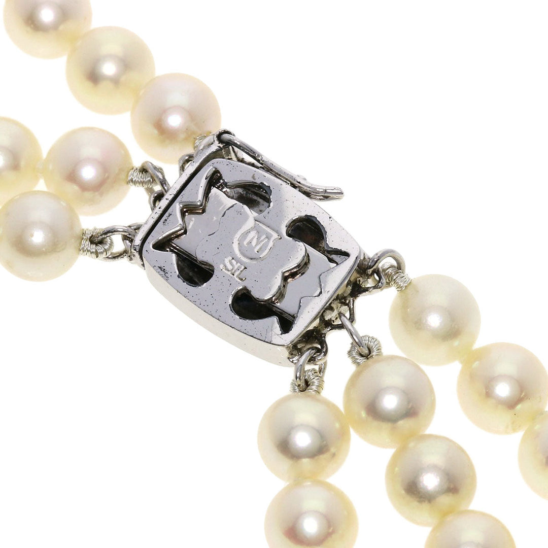 MIKIMOTO Necklace SV white Pearl 3-strand Women Used Authentic