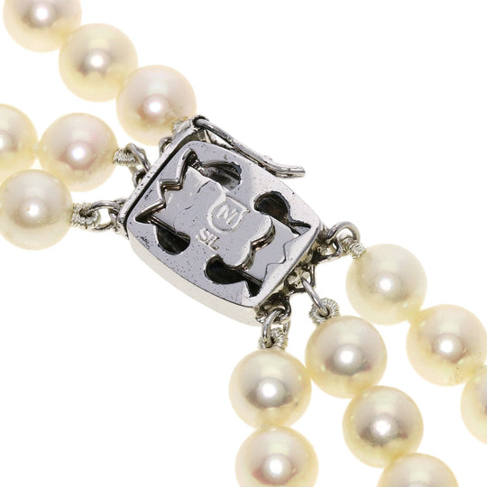 MIKIMOTO Necklace SV white Pearl 3-strand Women Used Authentic