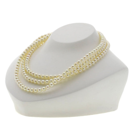 MIKIMOTO Necklace SV white Pearl 3-strand Women Used Authentic