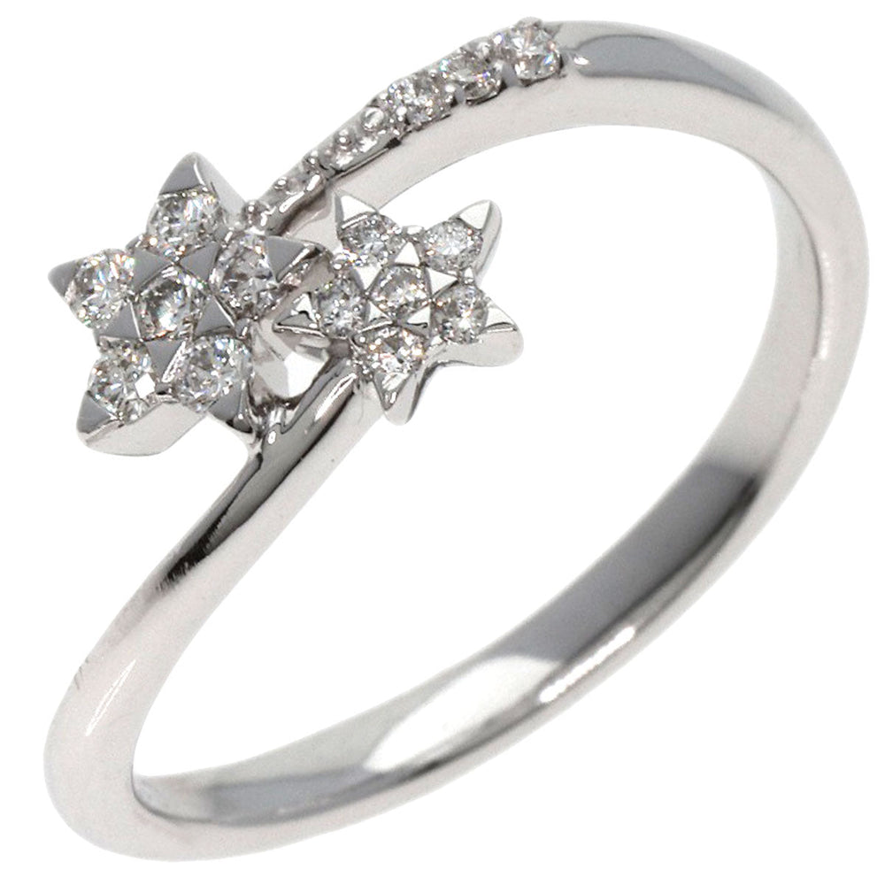STAR JEWELRY Ring K18WG Silver Diamond Twin Star Spiral