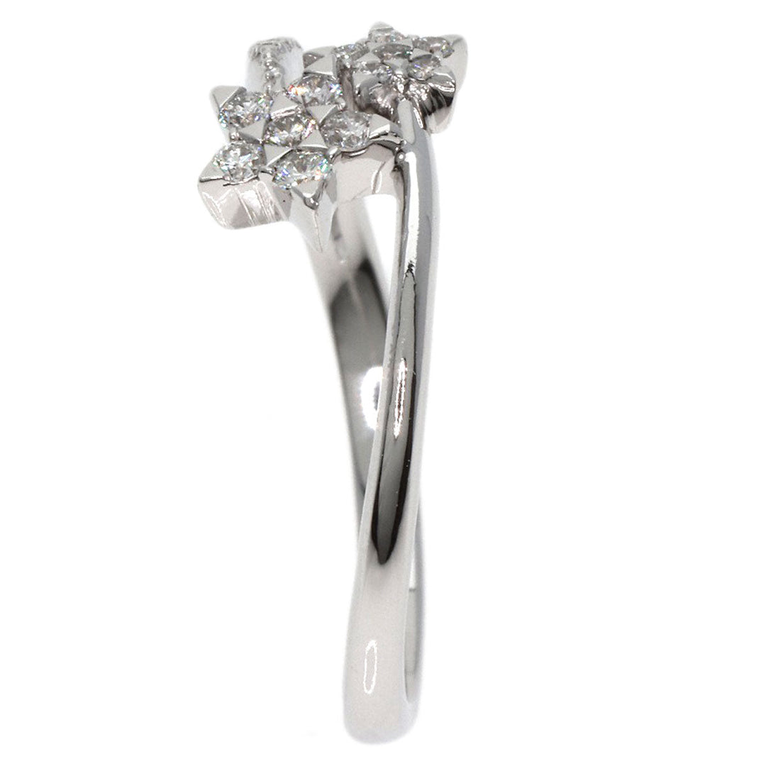 STAR JEWELRY Ring K18WG Silver Diamond Twin Star Spiral