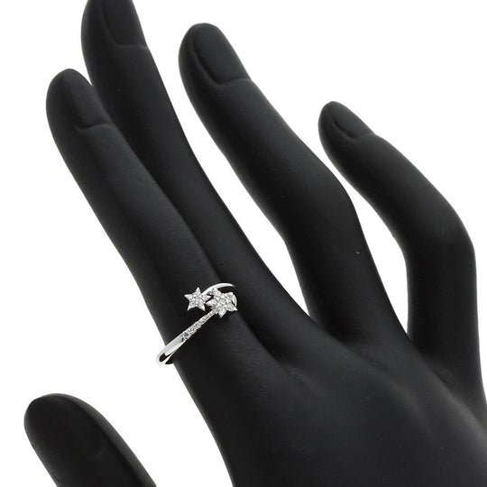 STAR JEWELRY Ring K18WG Silver Diamond Twin Star Spiral