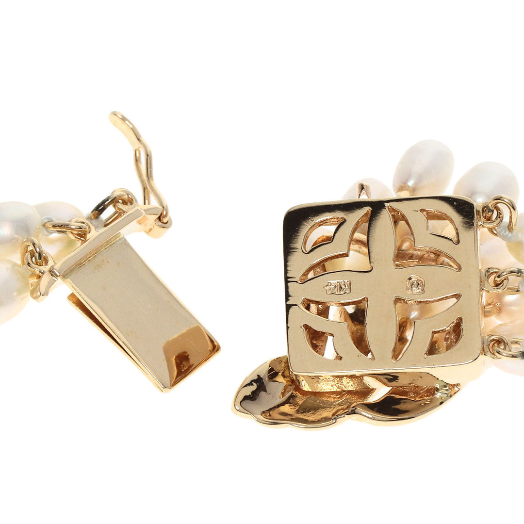 TASAKI Necklace K14YG white Freshwater Pearl 3 Strand 31.5" Long Women Used Authentic