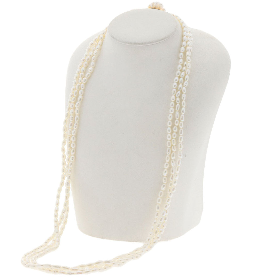 TASAKI Necklace K14YG white Freshwater Pearl 3 Strand 31.5" Long Women Used Authentic