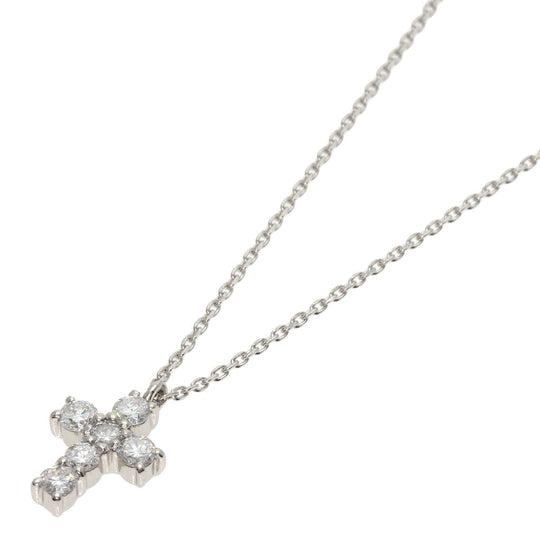 VANDOME Necklace PT850 , PT900 Silver Cross diamond Women Used Authentic