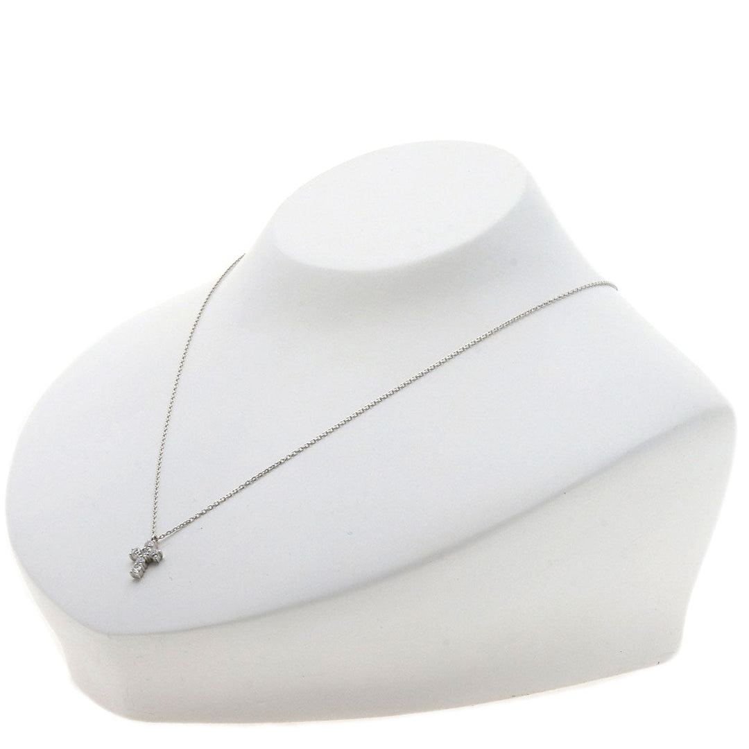 VANDOME Necklace PT850 , PT900 Silver Cross diamond Women Used Authentic