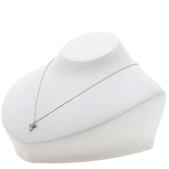 VANDOME Necklace PT850 , PT900 Silver Cross diamond Women Used Authentic