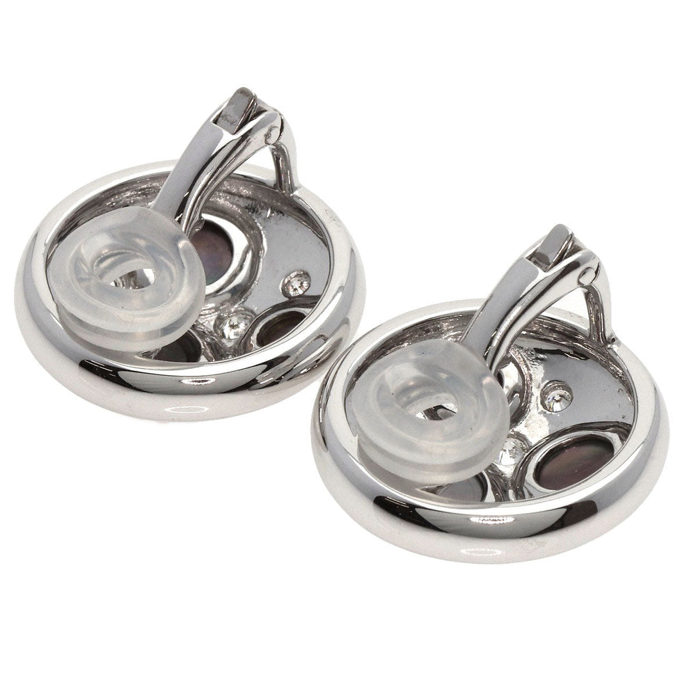 TASAKI Earring K18WG Silver Shell diamond Women Used Authentic