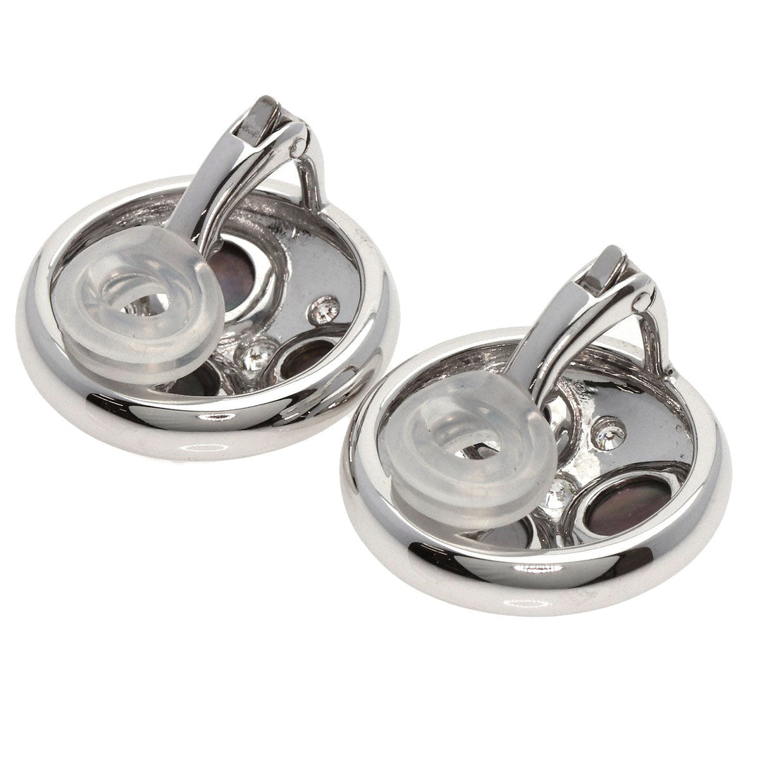TASAKI Earring K18WG Silver Shell diamond Women Used Authentic