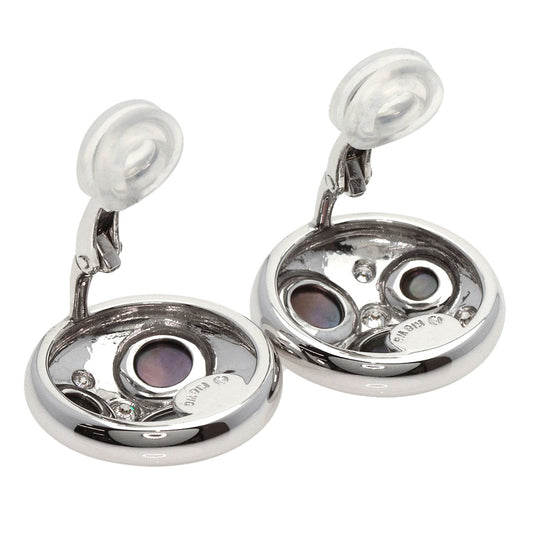 TASAKI Earring K18WG Silver Shell diamond Women Used Authentic