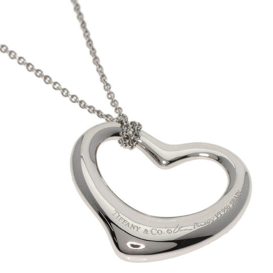TIFFANY&Co. Necklace PT950 Silver Open Heart Full Pavé Diamond