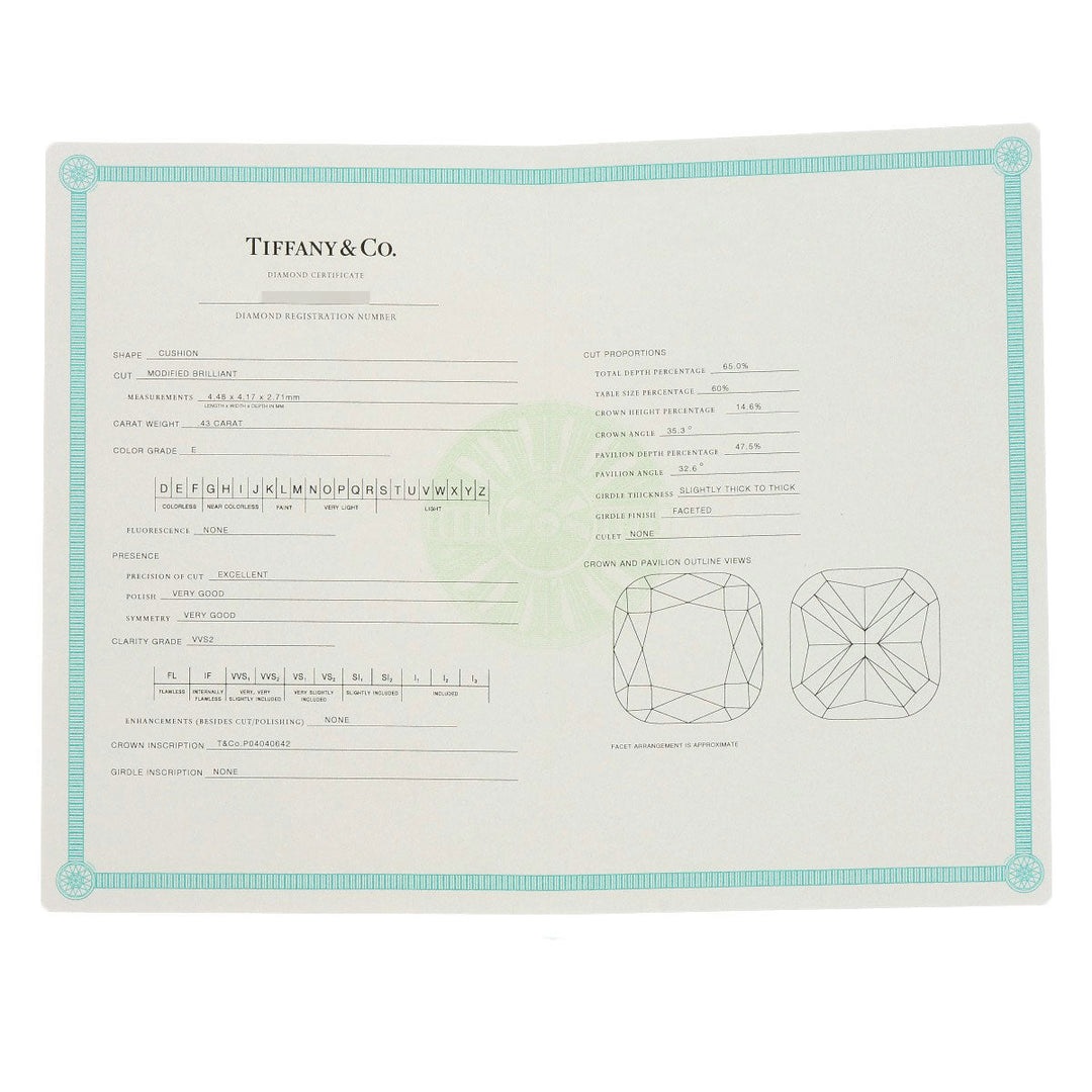 TIFFANY&Co. Ring PT950 Silver Solest cushion cut diamond