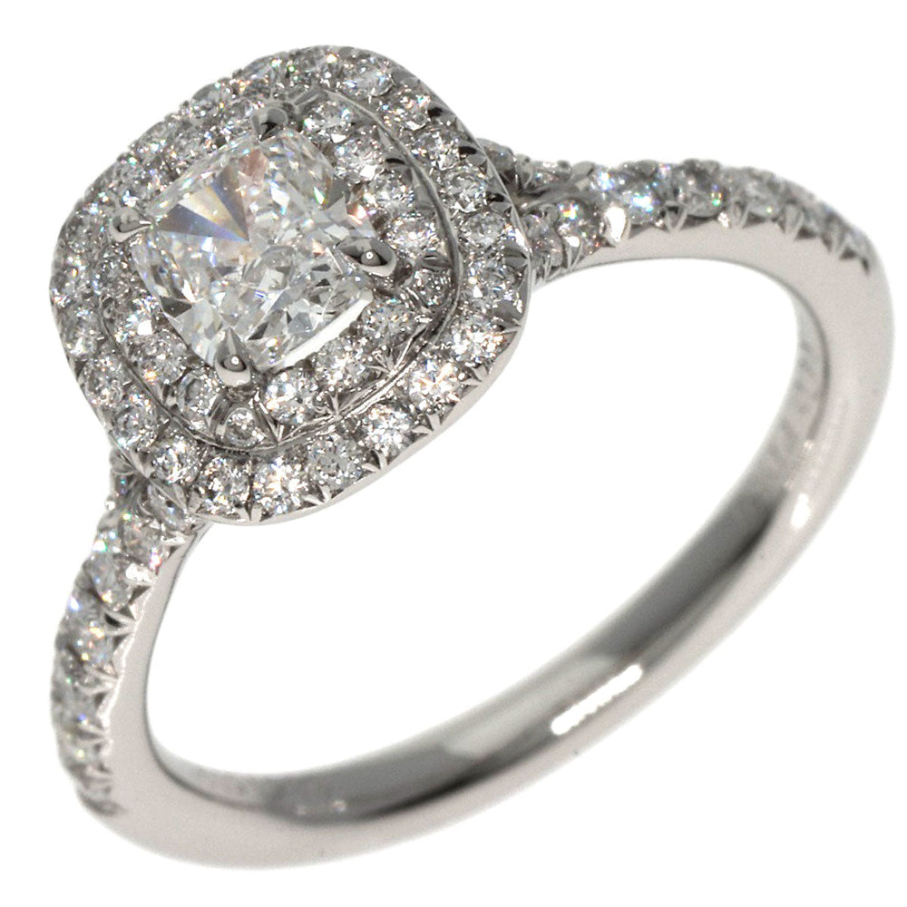 TIFFANY&Co. Ring PT950 Silver Solest cushion cut diamond
