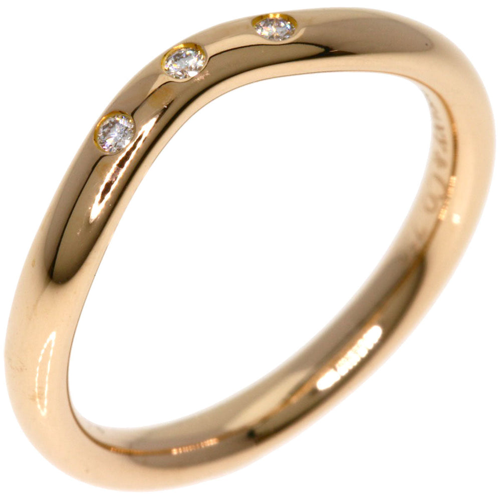TIFFANY&Co. Ring 18K Pink Gold gold Curved Band 3P Diamond Women Used Authentic