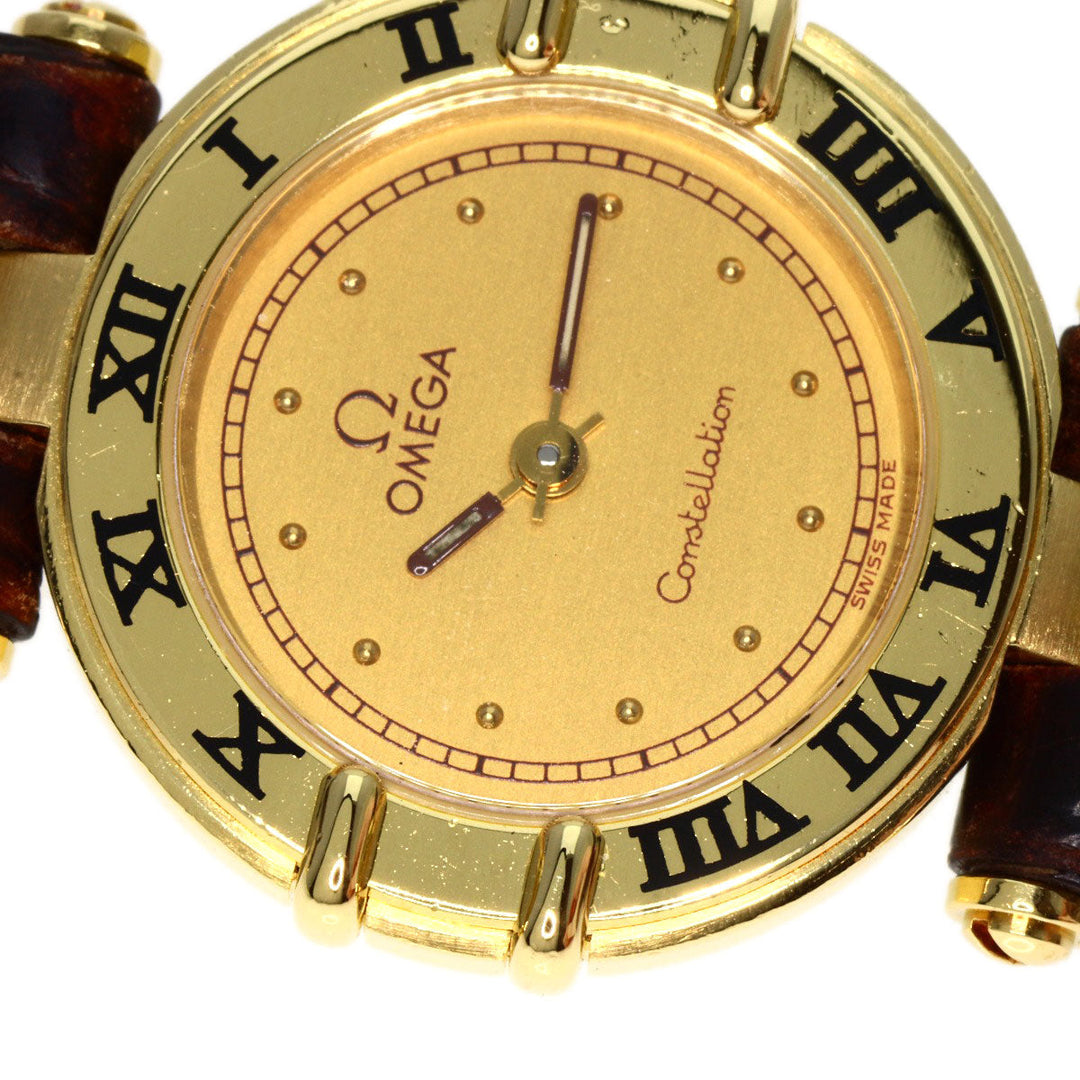 OMEGA Watches Quartz 5951080 K18YG, leather gold Constellation gold dial Women Used Authentic