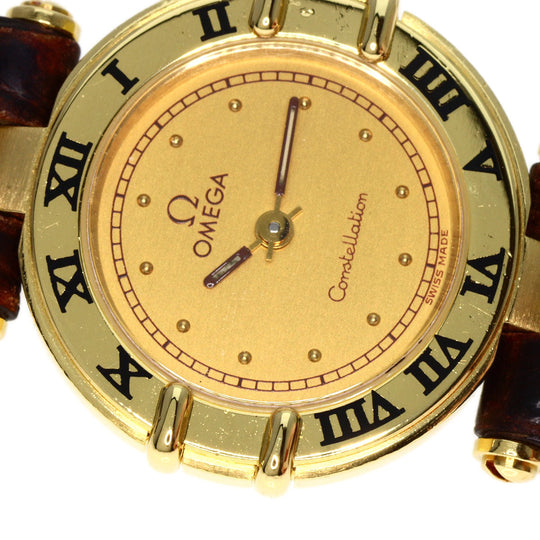 OMEGA Watches Quartz 5951080 K18YG, leather gold Constellation gold dial Women Used Authentic
