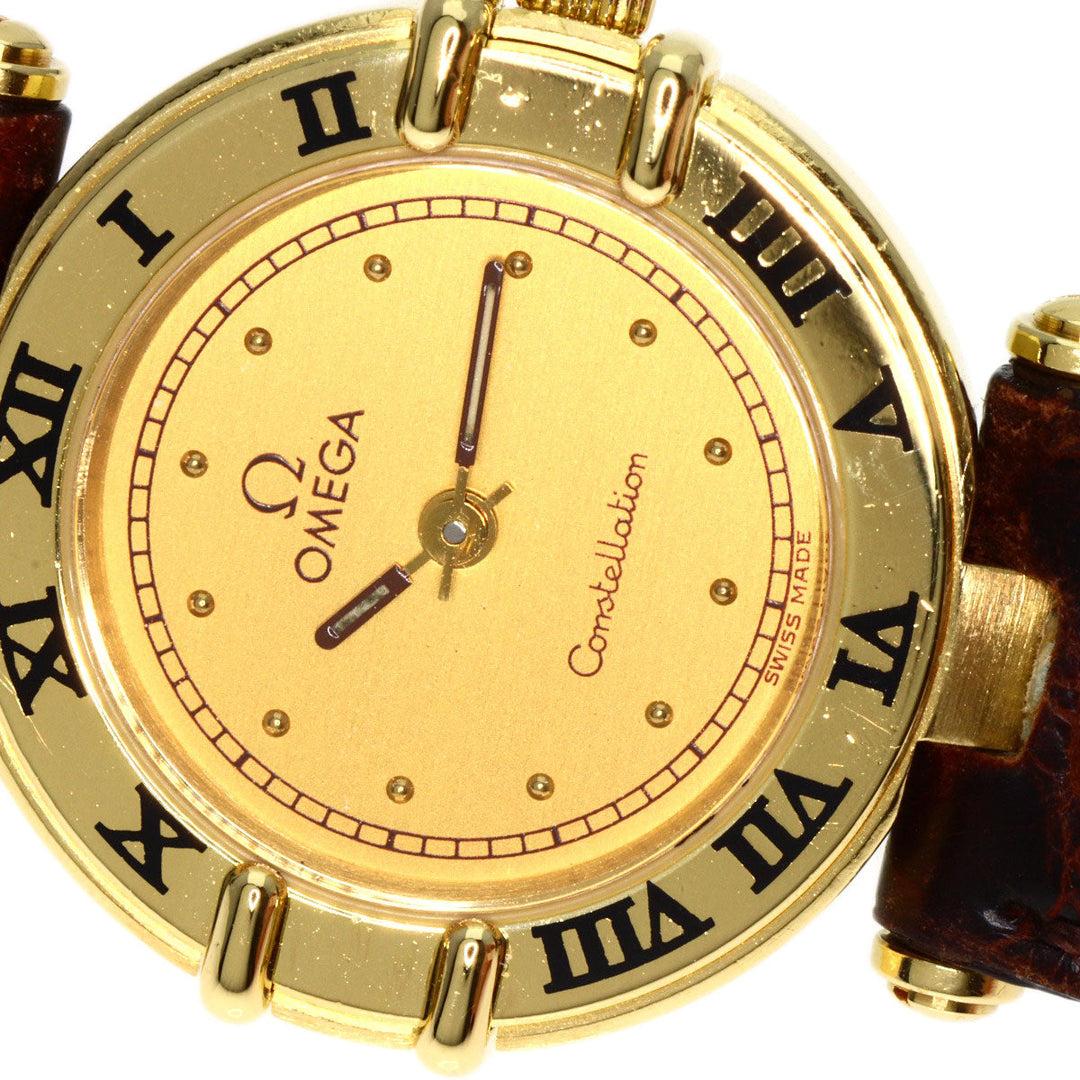 OMEGA Watches Quartz 5951080 K18YG, leather gold Constellation gold dial Women Used Authentic