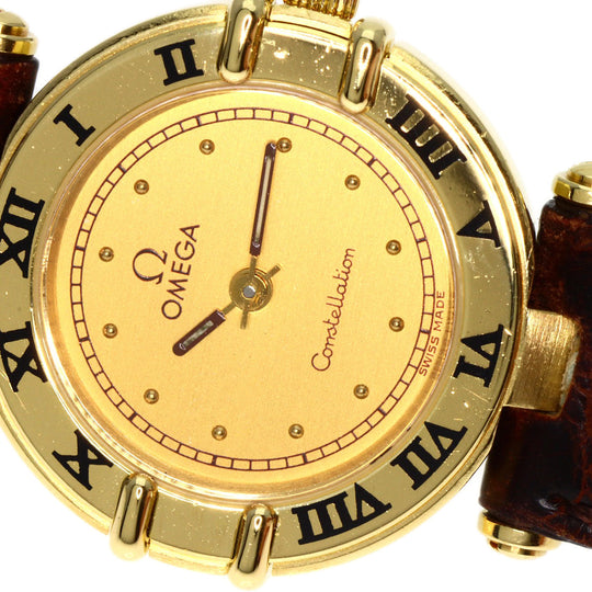 OMEGA Watches Quartz 5951080 K18YG, leather gold Constellation gold dial Women Used Authentic