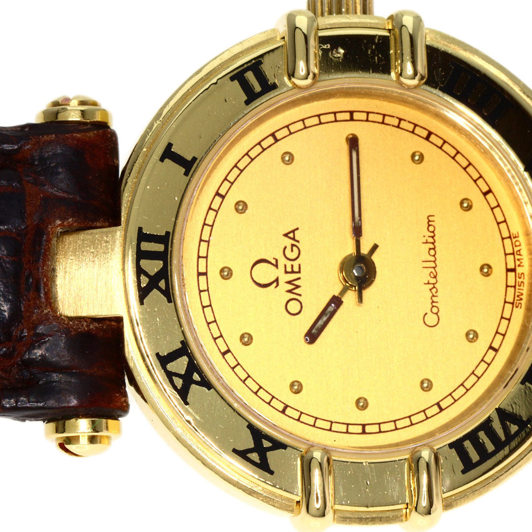 OMEGA Watches Quartz 5951080 K18YG, leather gold Constellation gold dial Women Used Authentic