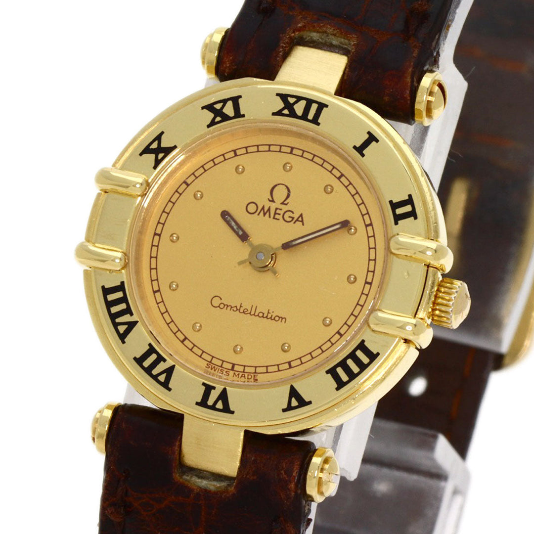 OMEGA Watches Quartz 5951080 K18YG, leather gold Constellation gold dial Women Used Authentic