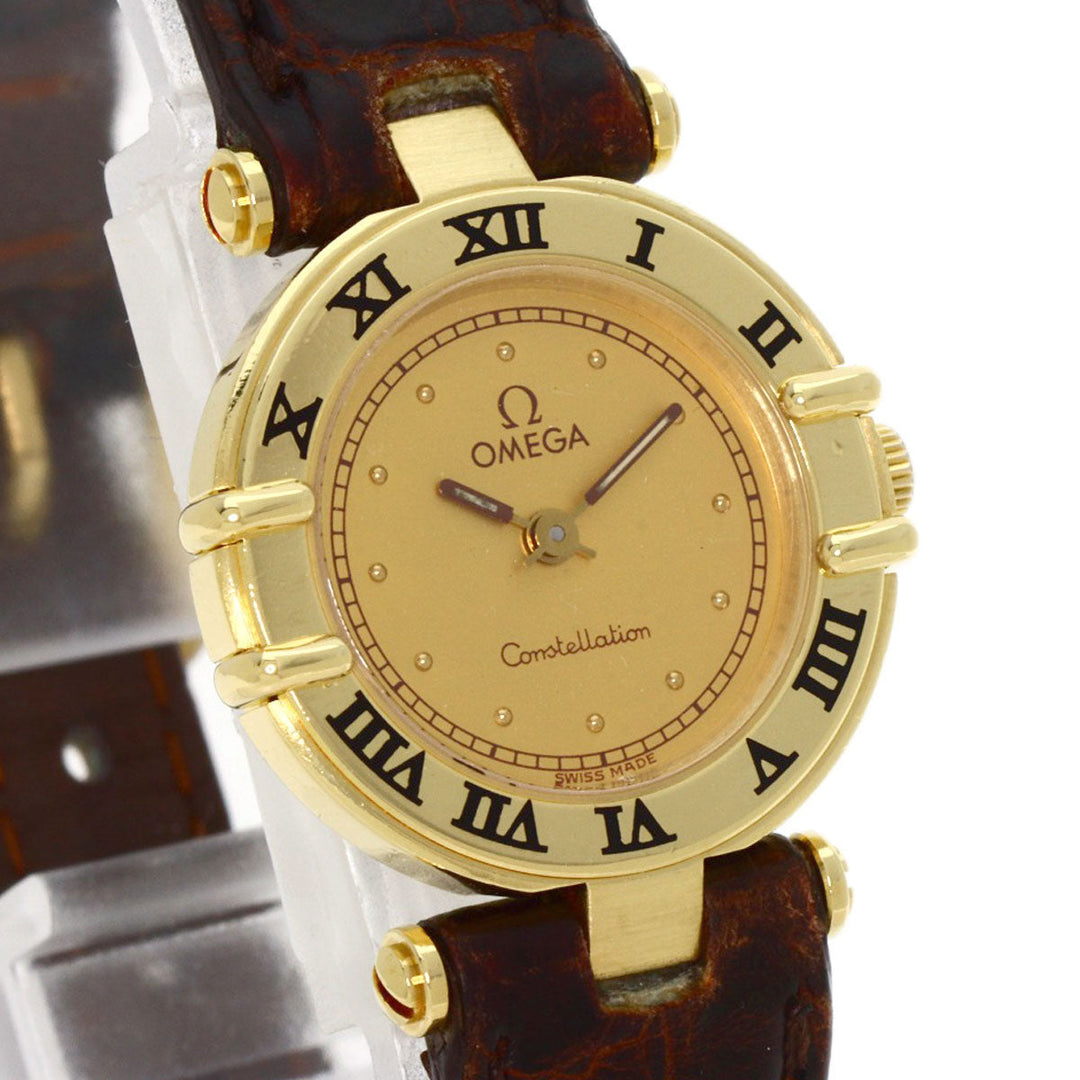 OMEGA Watches Quartz 5951080 K18YG, leather gold Constellation gold dial Women Used Authentic