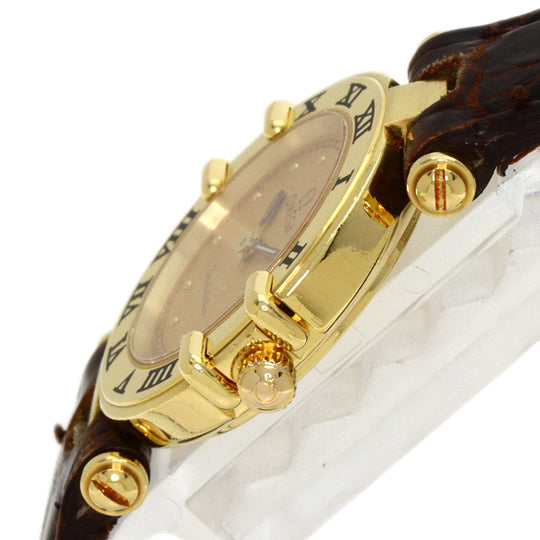 OMEGA Watches Quartz 5951080 K18YG, leather gold Constellation gold dial Women Used Authentic