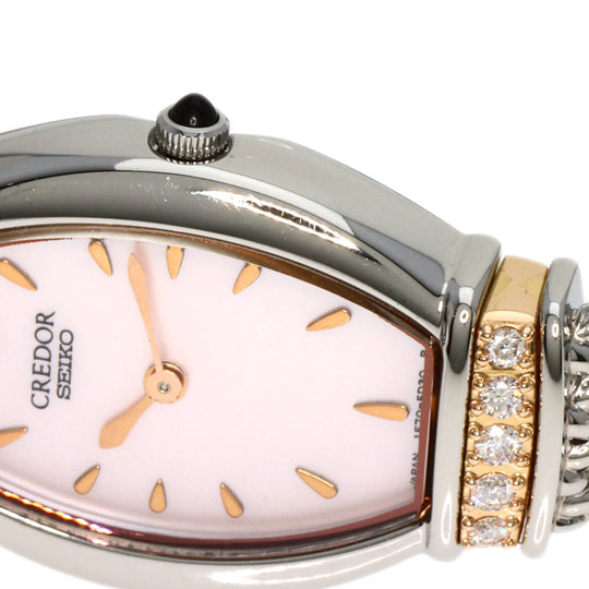 SEIKO Watches Quartz 1E70-3B90 Stainless Steel , Stainless Steel , SSxK18PG Silver CREDOR Diamond White shell dial Women Used Authentic