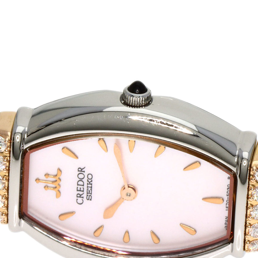 SEIKO Watches Quartz 1E70-3B90 Stainless Steel , Stainless Steel , SSxK18PG Silver CREDOR Diamond White shell dial Women Used Authentic