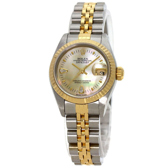 ROLEX Watches Mechanical Automatic 79173 2BR Stainless Steel , K18YG gold Datejust Yellow Shell 2P Diamond Yellow shell dial Women Used Authentic