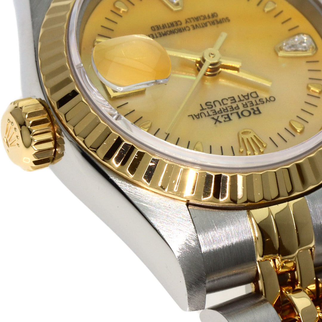 ROLEX Watches Mechanical Automatic 79173 2BR Stainless Steel , K18YG gold Datejust Yellow Shell 2P Diamond Yellow shell dial Women Used Authentic