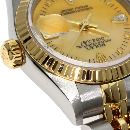 ROLEX Watches Mechanical Automatic 79173 2BR Stainless Steel , K18YG gold Datejust Yellow Shell 2P Diamond Yellow shell dial Women Used Authentic