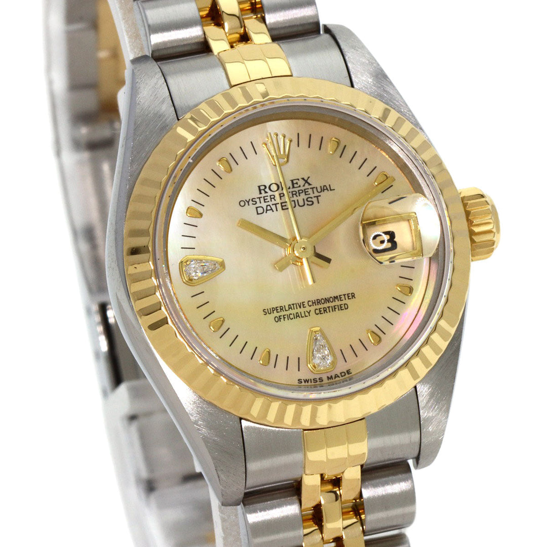 ROLEX Watches Mechanical Automatic 79173 2BR Stainless Steel , K18YG gold Datejust Yellow Shell 2P Diamond Yellow shell dial Women Used Authentic