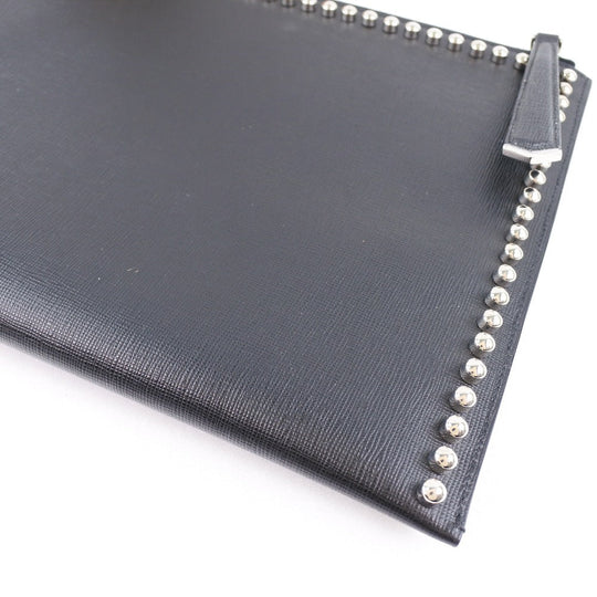 FENDI Clutch bag 8M0370 7MP F0V3X leather black Karl Lagerfeld Studs carlito flat clutch Women Used Authentic