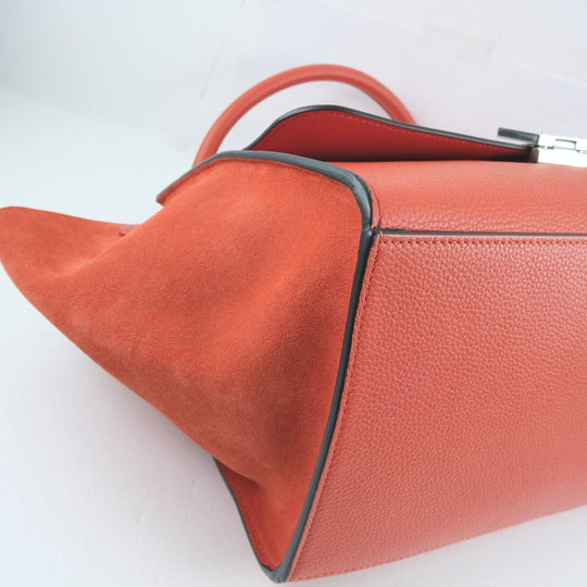 CELINE Handbag 169543 Calfskin, suede Red 2WAY bag Trapeze Women Used Authentic