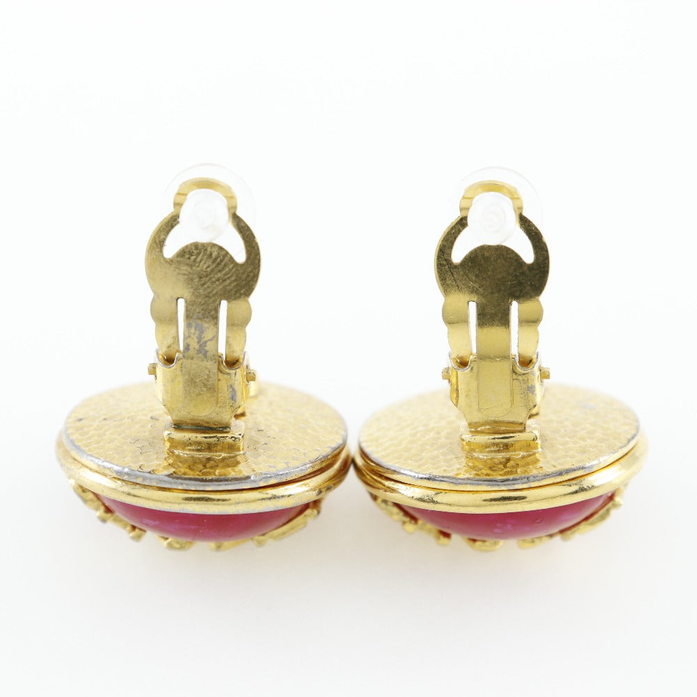 CHANEL Earring Plated Gold Red/gold Women Used Authentic