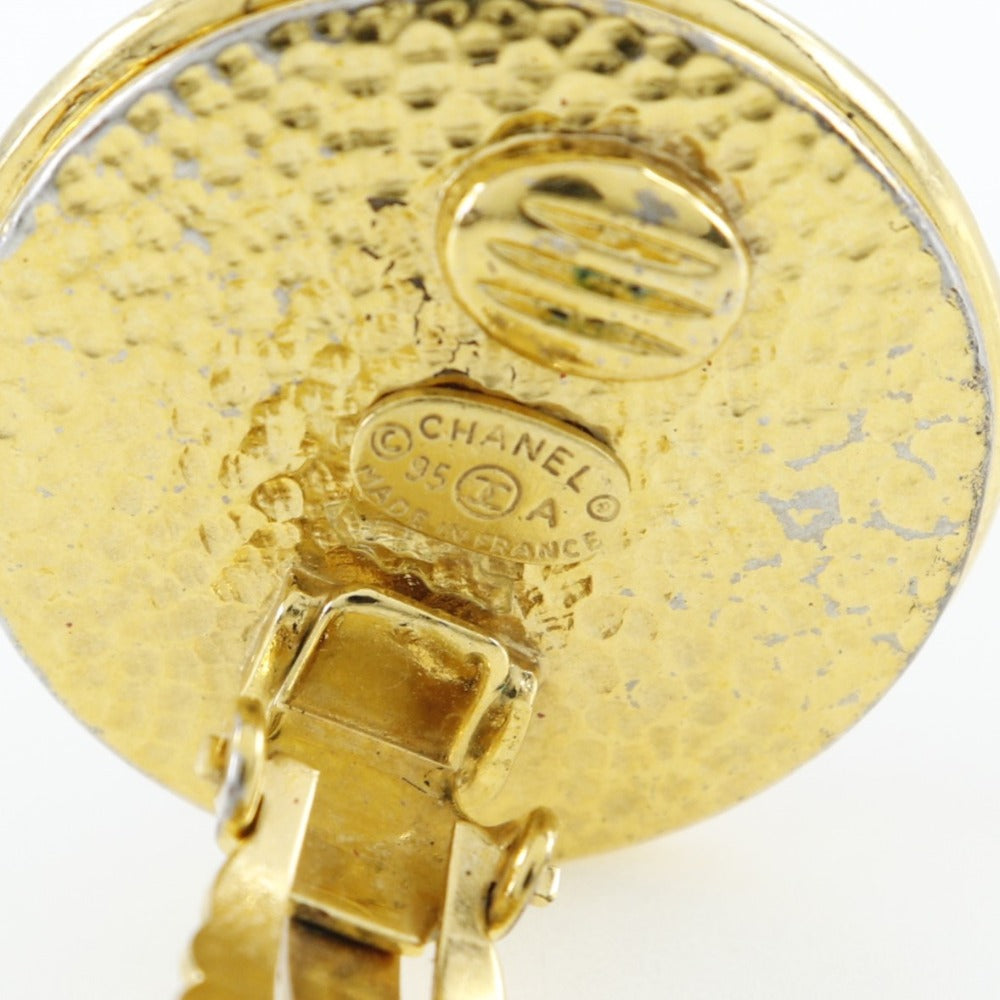 CHANEL Earring Plated Gold Red/gold Women Used Authentic