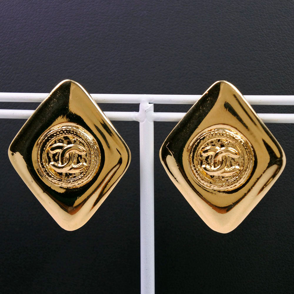 CHANEL Earring Plated Gold gold COCO Mark Women Used Authentic