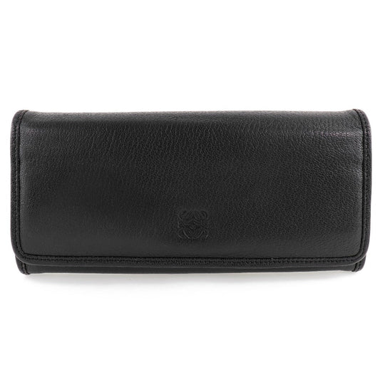 LOEWE Long Wallet Purse Calfskin black Women Used Authentic