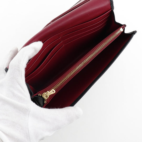 LOEWE Long Wallet Purse Calfskin black Women Used Authentic
