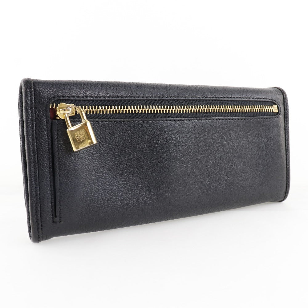 LOEWE Long Wallet Purse Calfskin black Women Used Authentic