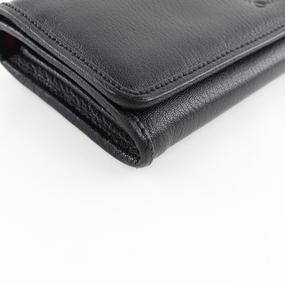 LOEWE Long Wallet Purse Calfskin black Women Used Authentic