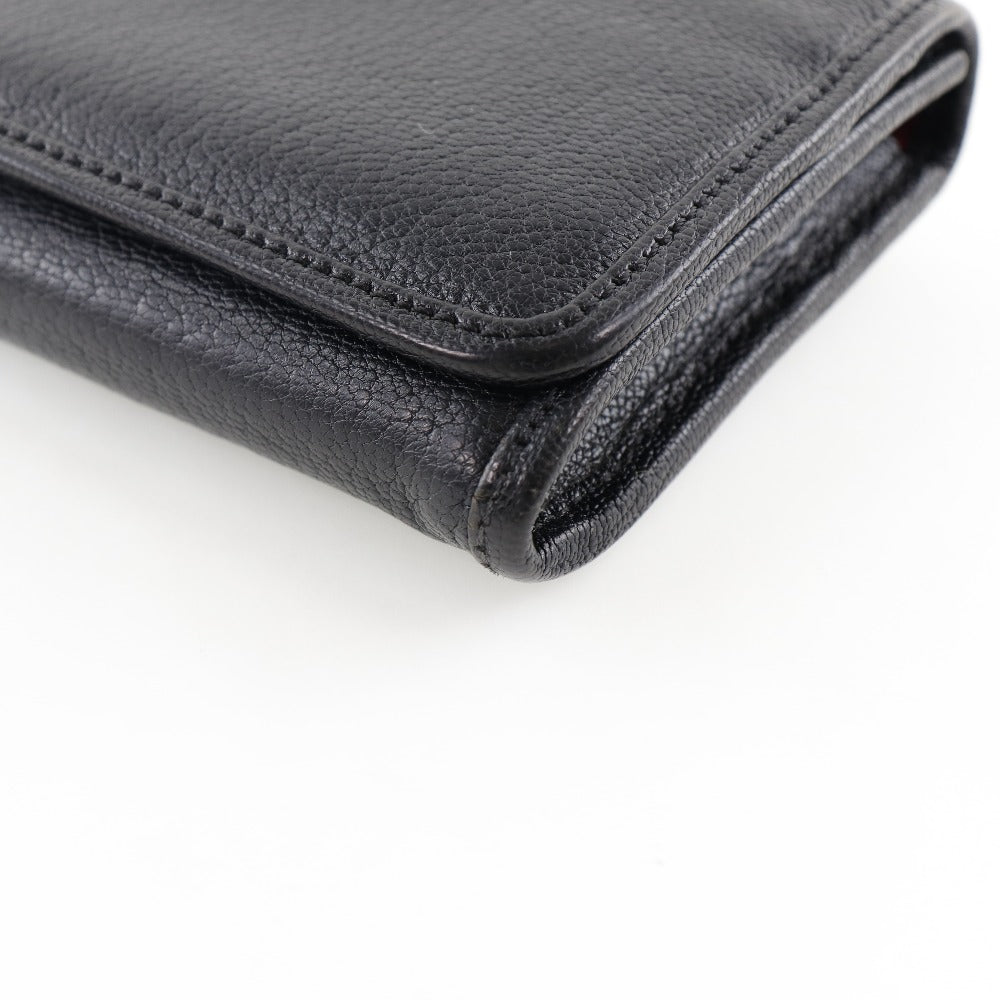 LOEWE Long Wallet Purse Calfskin black Women Used Authentic