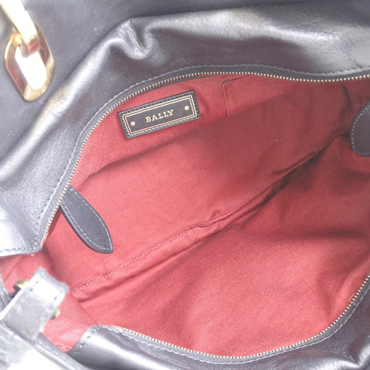 BALLY Handbag Calfskin Black 2WAYHandbag Women Used Authentic