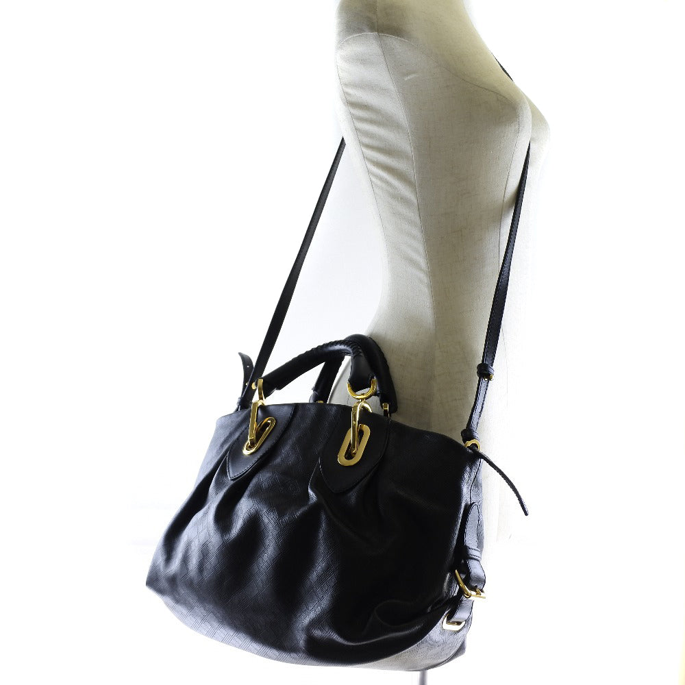 BALLY Handbag Calfskin Black 2WAYHandbag Women Used Authentic