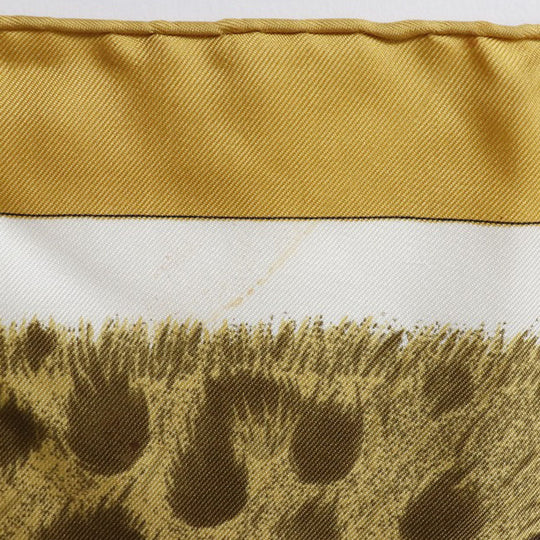 HERMES scarf silk yellow helmet and feather CASQUES et PLUMETS Carre90 Women Used Authentic