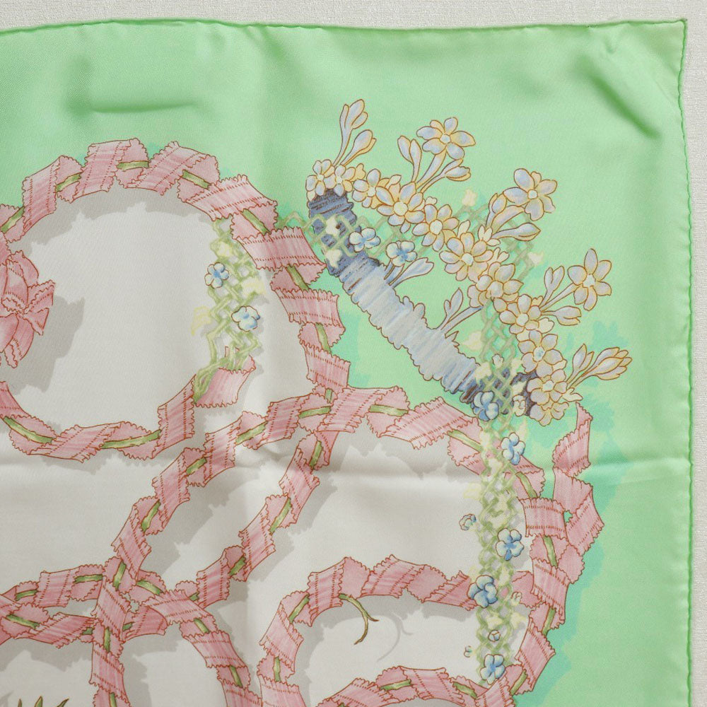 HERMES scarf silk Green Spring celebration LE SACRE du PRINTEMPS Carre90 Women Used Authentic